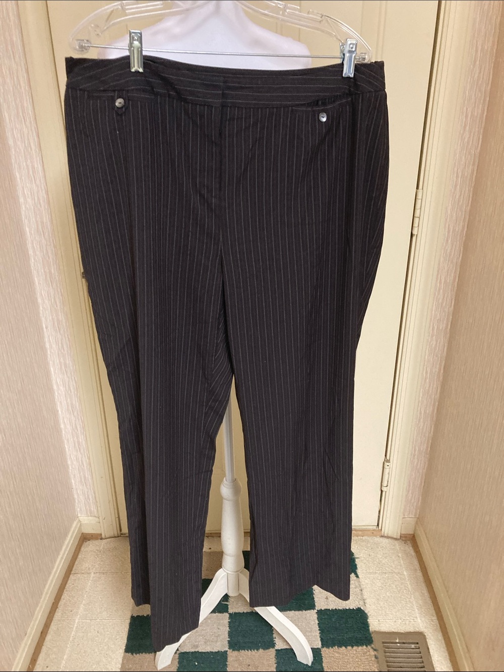 Women's Black Pinstripe Dress Pants